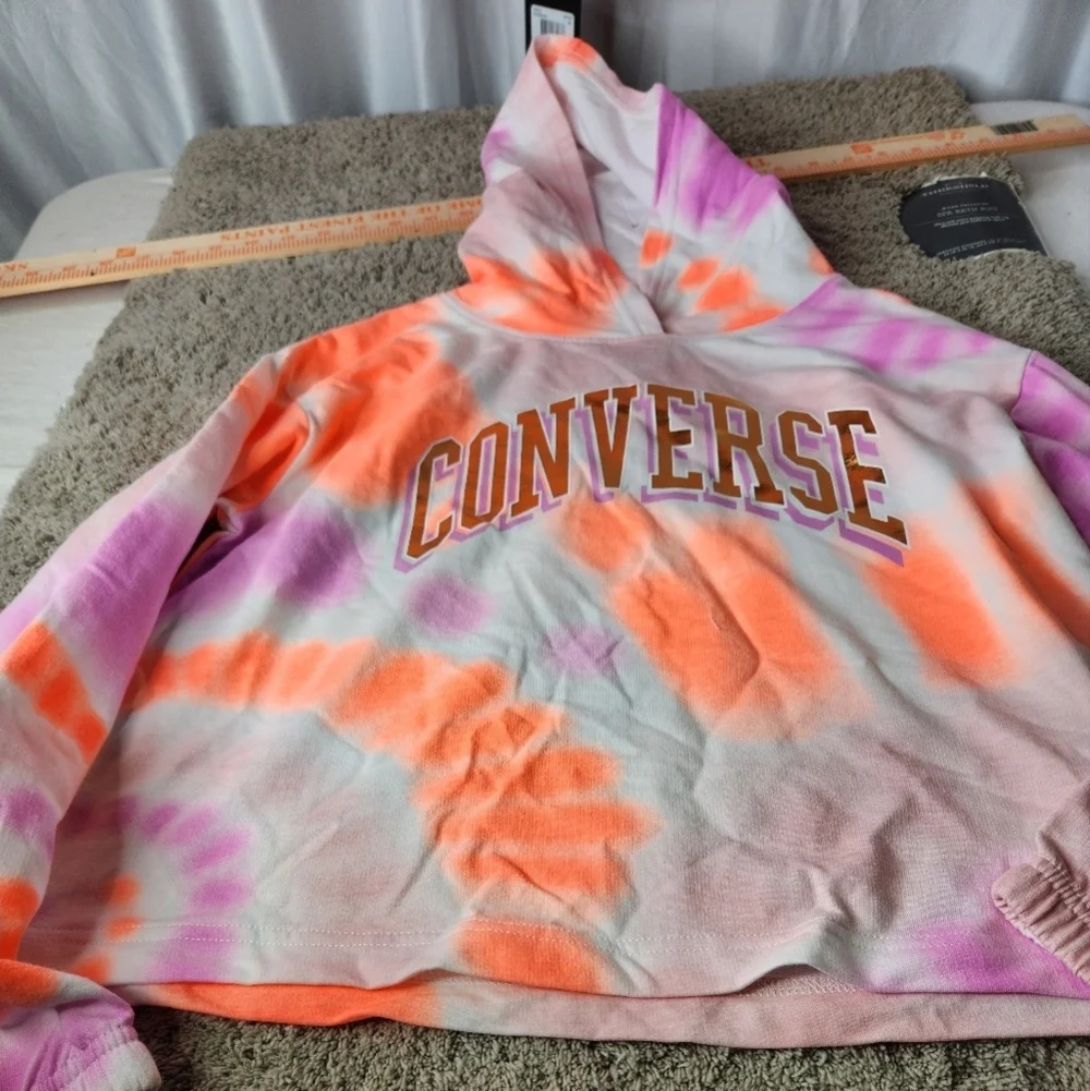 Converse XL Girl's All Over Print Tie-Dye Boxy Hoodie (Big Kids) Size XL